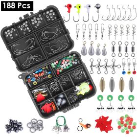 188Pcs Fishing Kit Portable Jig Hooks Sinker Weights Spoon Lure