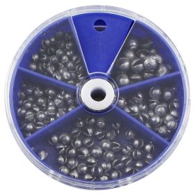 205pcs Premium Lead Fishing Sinkers with Convenient Storage Box - 5 Round Sizes