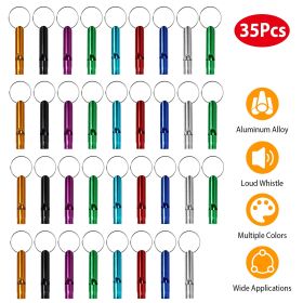 35Pcs Emergency Whistles Extra Loud Aluminum Alloy Whistle with Key Chain Ring for Camping Hiking Hunting