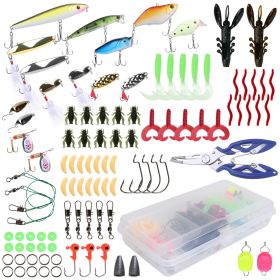 101Pcs Fishing Lures Kit Spoon Fishing Gear Tackle  Soft Worms Crankbaits Box