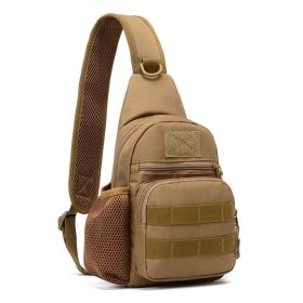 Military Tactical Shoulder Bag Chest Sling Bag Nylon Backpack (Color: Khaki, material: Nylon)