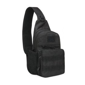 Military Tactical Shoulder Bag Chest Sling Bag Nylon Backpack (Color: Black, material: Nylon)