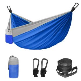 Camping Hammock Portable Hammock With 2 Tree Straps And 2 Carabiners (Color: Blue, size: 118.11x78.74inch)