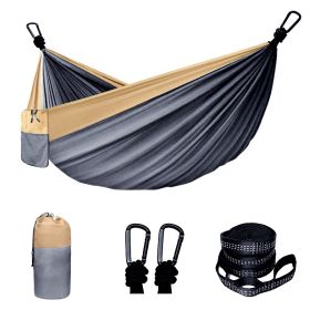 Camping Hammock Portable Hammock With 2 Tree Straps And 2 Carabiners (Color: Grey, size: 118.11x78.74inch)