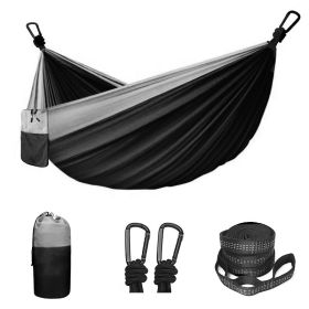 Camping Hammock Portable Hammock With 2 Tree Straps And 2 Carabiners (Color: Black, size: 118.11x78.74inch)