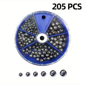 106/205pcs Round Split Shot Weights Tackle Set (Quantity: Blue-205pcs)