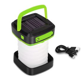 Portable USB Rechargeable Foldable/Retractable Solar Camping Lamp (Color: Green)