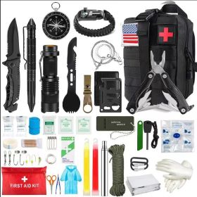 Outdoor SOS Emergency Survival Kit Multifunctional Survival Tool (Color: Advanced black, Ships From: China)