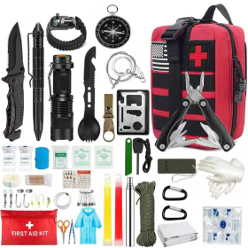 Outdoor SOS Emergency Survival Kit Multifunctional Survival Tool (Color: Red, Ships From: China)