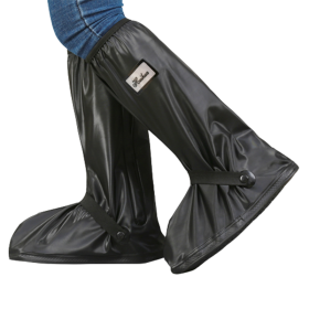 Waterproof Rain Boot Shoe Cover with reflector (Color: Black, size: XL)