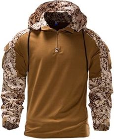 Men's Camouflage Army Tactical T-Shirts Military Shirts Long Sleeve Outdoor T-Shirts Athletic Hoodies (Specification: Brown-M)