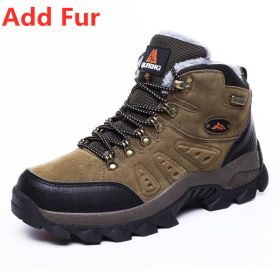 Large Size 48 Hiking Boots Men Summer Winter Outdoor Warm Fur Non Slip Fashion Women Footwear Boys Outdoor Work Ankle Boot Fall (Color: Fur Brown, size: 44)