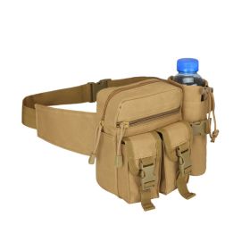 Tactical Waist Bag Denim Waist bag With Water Bottle Holder (Color: Khaki)