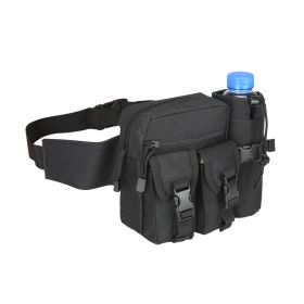 Tactical Waist Bag Denim Waist bag With Water Bottle Holder (Color: Black)