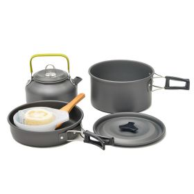 2-3 person camping pot cooker non stick teapot combination including tableware (colour: black)