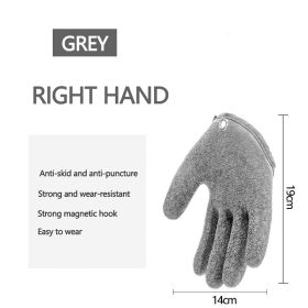 Fishing Gloves Anti-Slip Protect Hand from Puncture Scrapes (Color: Right Grey, Ships From: CN)