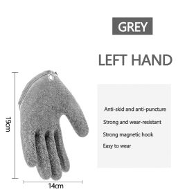 Fishing Gloves Anti-Slip Protect Hand from Puncture Scrapes (Color: Left Grey, Ships From: CN)