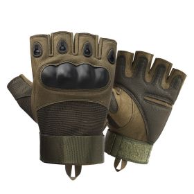 Half Finger Men's Gloves Outdoor Military Tactical Gloves Sports Shooting Hunting Airsoft Motorcycle Cycling Gloves (Color: Army green)