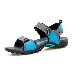 Women Beach Sandals 2022 Summer Man Hiking Sandals Outdoor Non-slip Casual Sandals Unisex Comfortable Summer Sneaker Shoes (Color: Grey blue, size: 41)