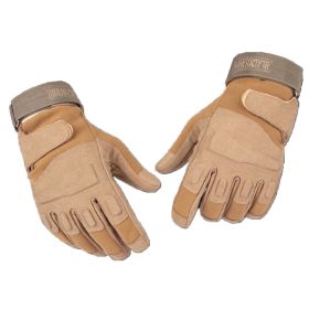 Tactical Gloves Hard Knuckle Shooting (Color: Brown, size: large)