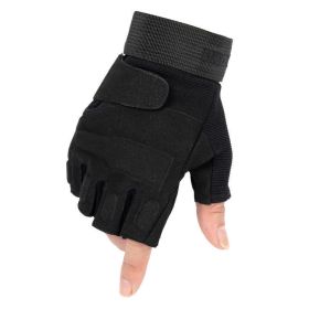 Tactical Gloves Hard Knuckle Shooting (Color: Black-Half Finger, size: medium)