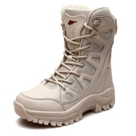 Comfort Beige Outdoor Hiking Boots  Big Size Military Tactical Boots (Color: Beige -S208, size: 44)