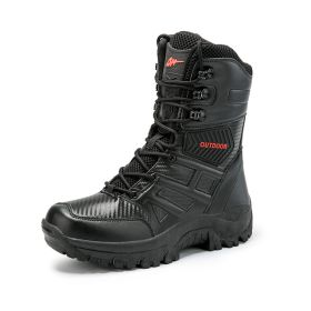 Comfort Beige Outdoor Hiking Boots  Big Size Military Tactical Boots (Color: Black -S203, size: 37)