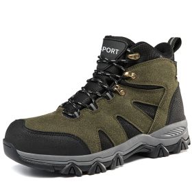 Men's Outdoor Hiking Shoes Mountaineer Climbing Sneakers Waterproof Tactical Hiking Shoes Men Camping Walking Boots (Color: Green, size: 45)