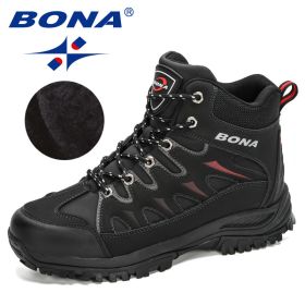 BONA 2022 New Designers Nubuck Mountain Climbing Shoes Men (Color: Charcoal grey red, size: 8)