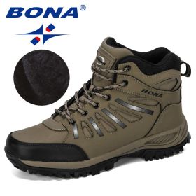 BONA New Designers Popular Trekking Shoes Men Leather Climbing Sport Sneakers Man Zapatillas Outdoor Hombre Hiking Shoes (Color: Medium grey black, size: 8.5)