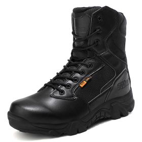 High Quality Military Leather Combat Boots for Men Combat Bot Infantry Tactical Boots Askeri Bot Army Bots Army Shoes Waterproof (Color: Black, size: 10)