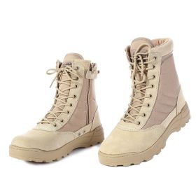 2021 New Us Military Leather Boots for Men Combat Bot Infantry Tactical Boots Askeri Bot Army Bots Army Shoes Erkek Ayakkabi (Color: Khaki, size: 44)