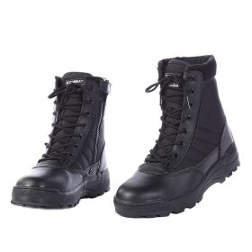 2021 New Us Military Leather Boots for Men Combat Bot Infantry Tactical Boots Askeri Bot Army Bots Army Shoes Erkek Ayakkabi (Color: Black, size: 44)