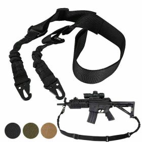 Tactical Rifle Sling Shoulder Strap 2 Point Hooks One Single Strap Hunting (default: default)