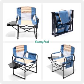 Camping Directors Chair, Heavy Duty,Oversized Portable Folding Chair with Side Table, Pocket for Beach, Fishing,Trip,Picnic,Lawn (Color: Light Blue)