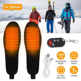 Heated Insoles Electric Heated Foot Warmer Rechargeable Battery Powered (size: S)