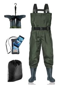 Fishing Waders Chest Waterproof Light Weight Nylon Boot (Color: Army green, size: Men 11 / Women 13)